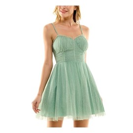 City Studios Womens Juniors Glitter Tiered Cocktail and Party Dress Green 7/8