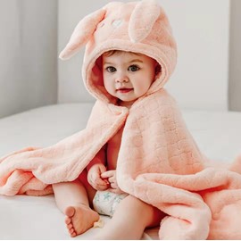 ZOOYII Toalla De Baño para Bebe, 125 * 80 cm Toalla para Bebe con Capucha Ultra Absorbente Suave Y Cómoda para Bebé, Toalla Unisex De Algodón para Niño, Bebe niña (Conejo) Regalos para el Día del Niño