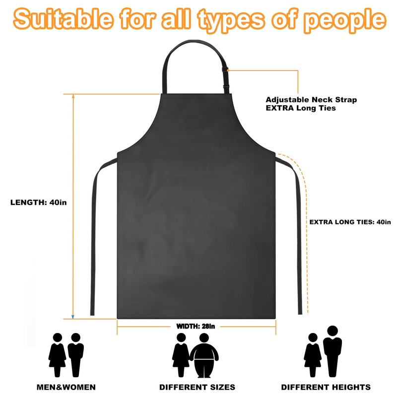 Gotega 3 Pack Waterproof Rubber Vinyl Apron Adjustable Bib Apron