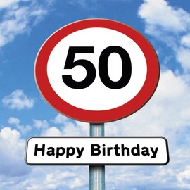 Twizler 50th Birthday Card - Roadsign - 50 Year Old – Age 50 Birthday Card