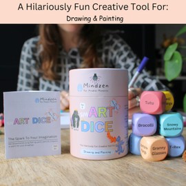 Mindzen Smart DICE Drawing & Painting Game for Kids & Teens | Hilariously Fun Arts & Crafts Activity Kit | Set of 9 Dice to Spark Endless Creativity | Gift Ideas for Kids & Teachers | 1+Players