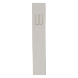 A&S Mezuzot Modern Concrete Mezuzah Case with Scroll, Easy Peel and Stick Mezuza (Grey+ Engraved Shin, 6 Inches)