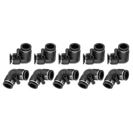 sourcing map 5 Pcs Push to Connect Fittings Male Elbow 1/2 Inch Tube OD 90 Degree Air Line Pneumatic Tube Fitting for Water Oil Gas Hose Pipe, Black