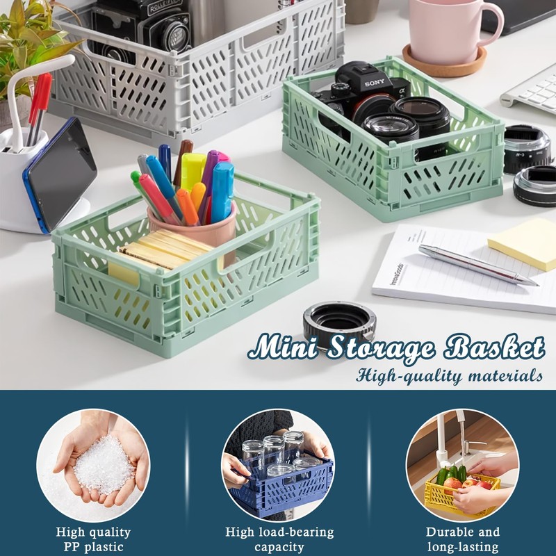 Lucywey Pack of 6 Folding Boxes, Plastic Folding Baskets, 15