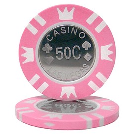 Brybelly Coin Inlay Poker Chip 15-gram Heavyweight Clay Composite – Pack of 50 ($0.50 Pink)