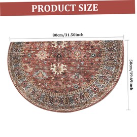 Hearth Rug, 20x32 Inch Soft Fireplace Rug, Water-Absorbent Half Round Door Mat, Washable Half Moon Non-Slip Foot Mat for Bathroom Kitchen Door Entry-