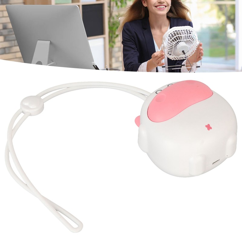 Mini Hanging Neck Fan USB Rechargeable 3 Speeds Bladeless Hands