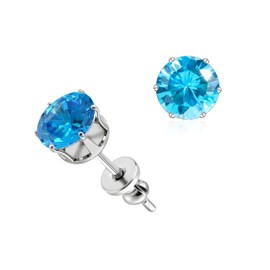 limerencia Pure Titanium Stud Earrings for Men and Women G23 Implant Titanium Hypoallergenic Earrings 6 mm CZ Birthstone Stud Earrings Jewellery Gifts, Titanium