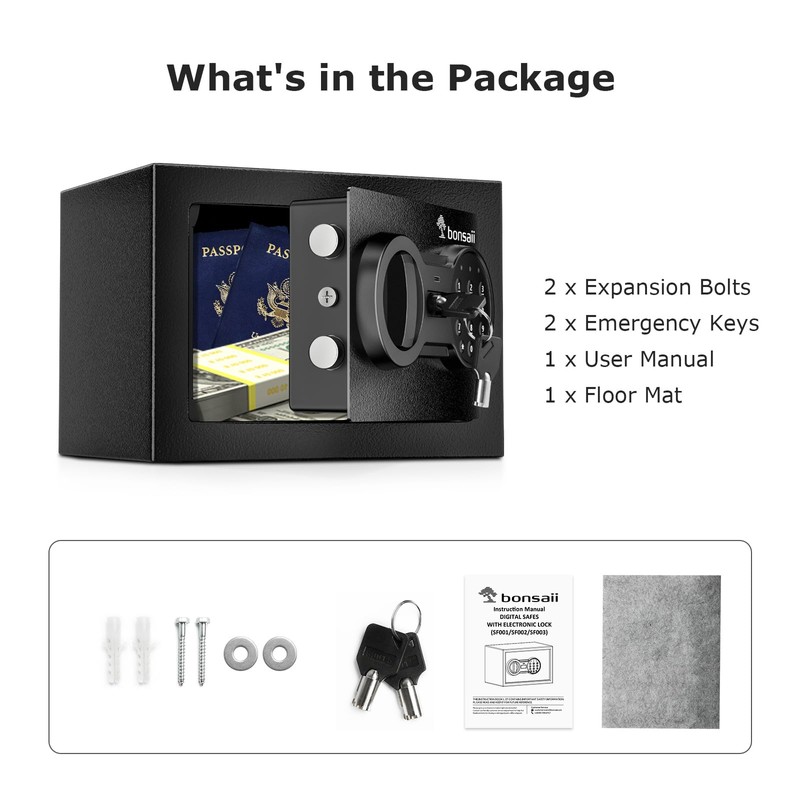 Bonsaii Safe Box with Electronic Keypad, Steel Security Lock Box