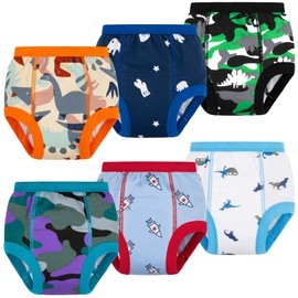 BIG ELEPHANT 6-Pack Potty Training Pants – 100% Cotton Absorbent Toddler Underwear for Boys and Girls, 4T