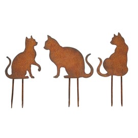 Blümelhuber Set of 3 Cat Decorative Rust Stakes Garden Decoration Figure Cat Decoration Garden Garden Stake Rust