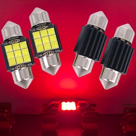 SOCAL-LED 4X 31mm Festoon LED Bulb Canbus Super Bright 3030 Chipset Car Interior Dome Light DE3175 Map Light, Red