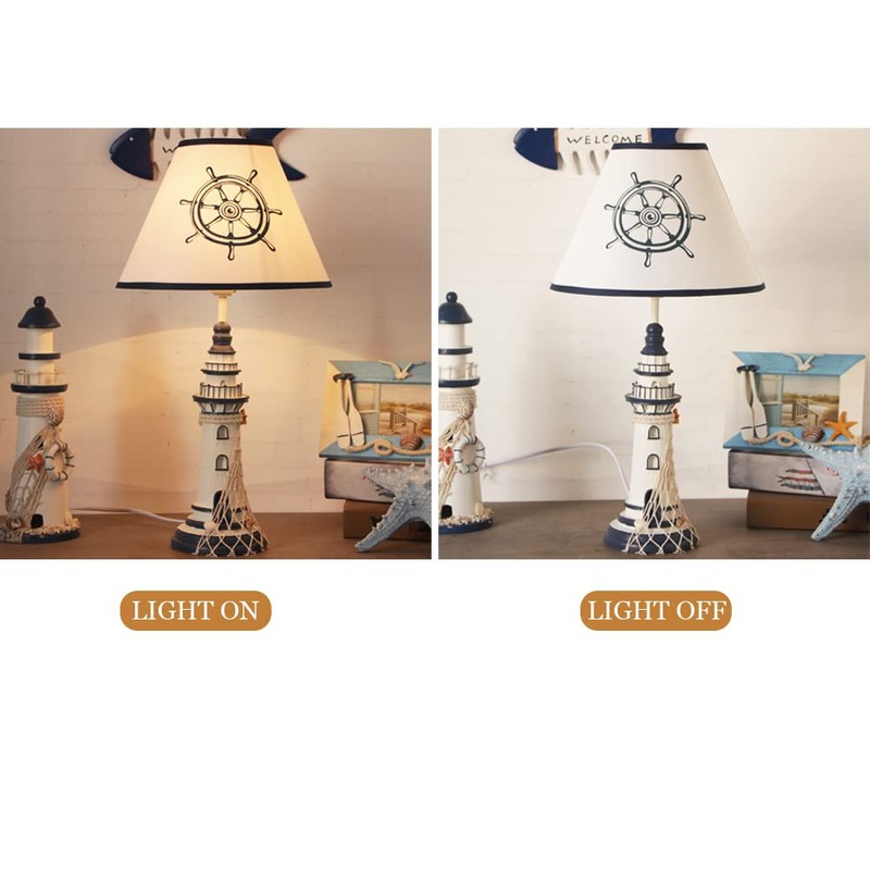 Meefad Lighthouse Table Lamp, Nautical Theme Night Light, Kids Bedside