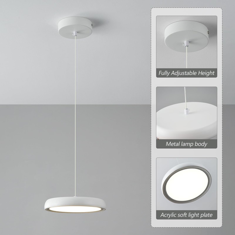 zhllmq Modern Pendant Lights Kitchen Island LED 6000K Dimmable Hanging