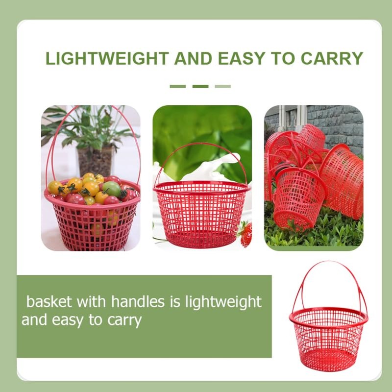 INOOMP 10pcs Plastic Berry Baskets Fruit Picking Basket with Handle
