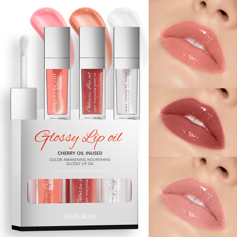 Plumping Lip Glow Oil Set Moisturizing Tinted Lip Oil with