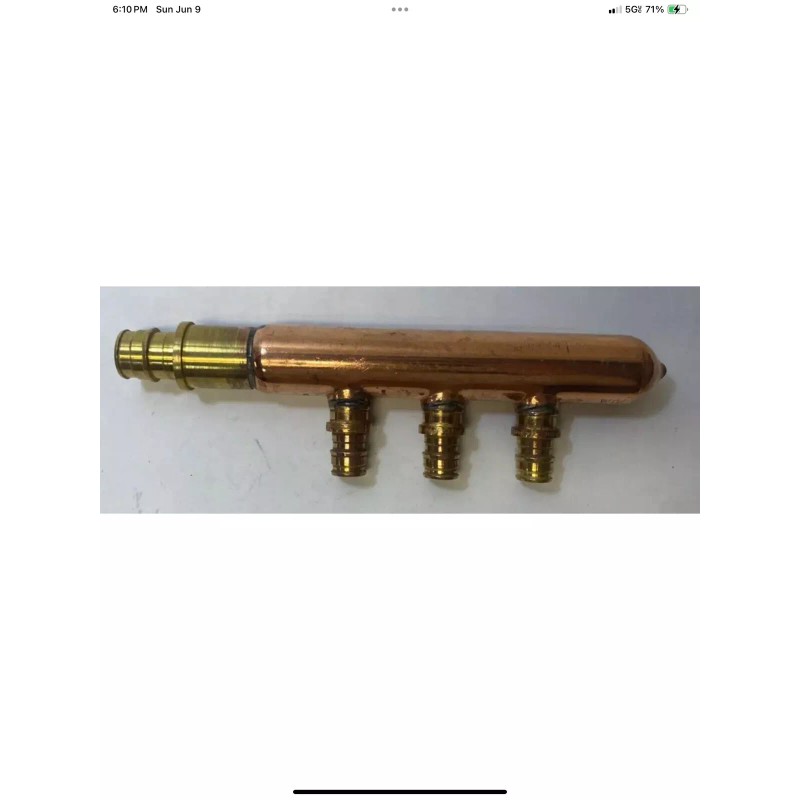 Uponor Wirsbo Q2905050 3 Brass Outlets Copper Manifold