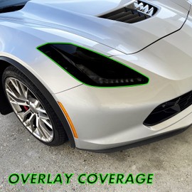 SlickMod PreCut Vinyl Smoke Tint for 2014-2019 Chevy Corvette C7 Headlight (1. Headlight, 20% Dark Smoke)