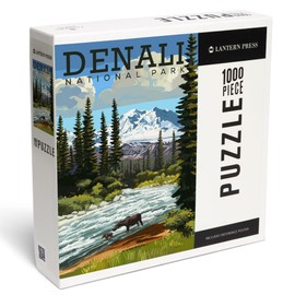 Lantern Press 1000 Piece Jigsaw Puzzle, Denali National Park, Alaska, Moose and River Rapids