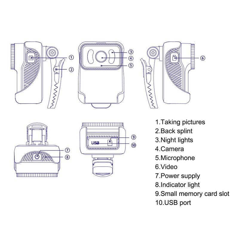 1080P HD Body Worn Camera with Microphone Wireless Night Vision