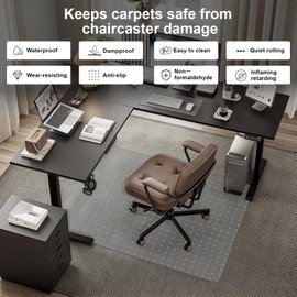 Heavy Duty Office Chair Mat for Carpet 45"x54" PVC Material Chair Mat for Carpeted Floor Slip Resistant Carpet Protector for Home Office Easy Glide Desk Floor Mat for Office Chair on Carpets