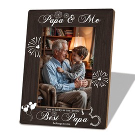 Papa Gift, Papa Gifts from Grandkids, Grandpa Picture Frame, Grandpa Gifts, Father's Day Birthday Christmas Thanksgiving Gift for Grandfather, Wood Picture Frame for Grandpa, Fits 4x6 inch Photo