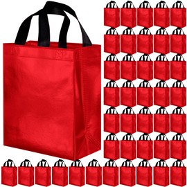 BLEWINDZ 100Pcs Reusable Gift Bags Medium Size – 10.2" Red Gift Bags Tote Bags with Handles - Perfect as Christmas Gift Bags, Party Favor Bags