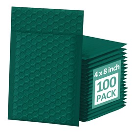 Famagic Bubble Mailers - 4x8 Inch 100pc Ultramarine Green Shipping Bags, Chic Packaging Bags For Small Business, Colored Padded Mailing Envelopes, Opaque Matte Self Seal Bubble Poly Mailers Bulk #000