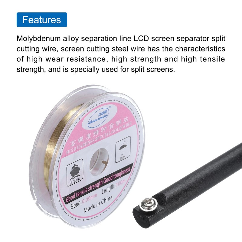 QUARKZMAN 100m/328ft Molybdenum Screen Cutting Wire Line with Handle Phone