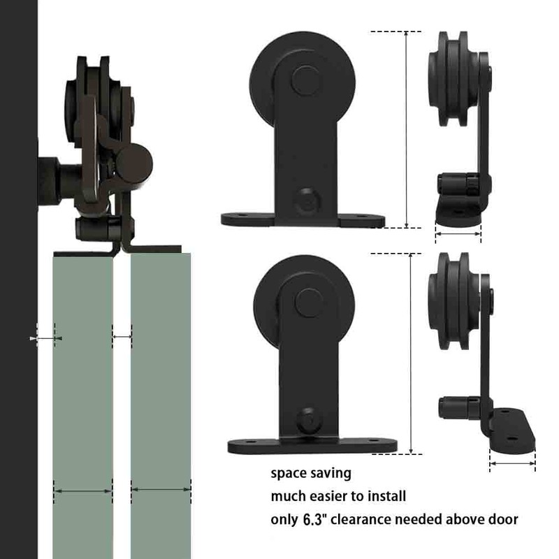CCJH 4-20FT Bypass Sliding Barn Door Hardware Kit Single Track