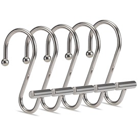 Brushed Nickel Shower Curtain Hooks, Goowin Shower Curtain Hooks, T-Bar Rust Proof Metal Shower Curtain Rings, Decorative Anti-Drop Shower Hooks for Shower Curtain，Shower Rods, Set of 12