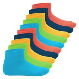 Footstar Children's Socks ‘Sneak it!’ Short Shaft Quarter Socks for Girls & Boys (10 Pairs) - Trendy colours, size: 27-30
