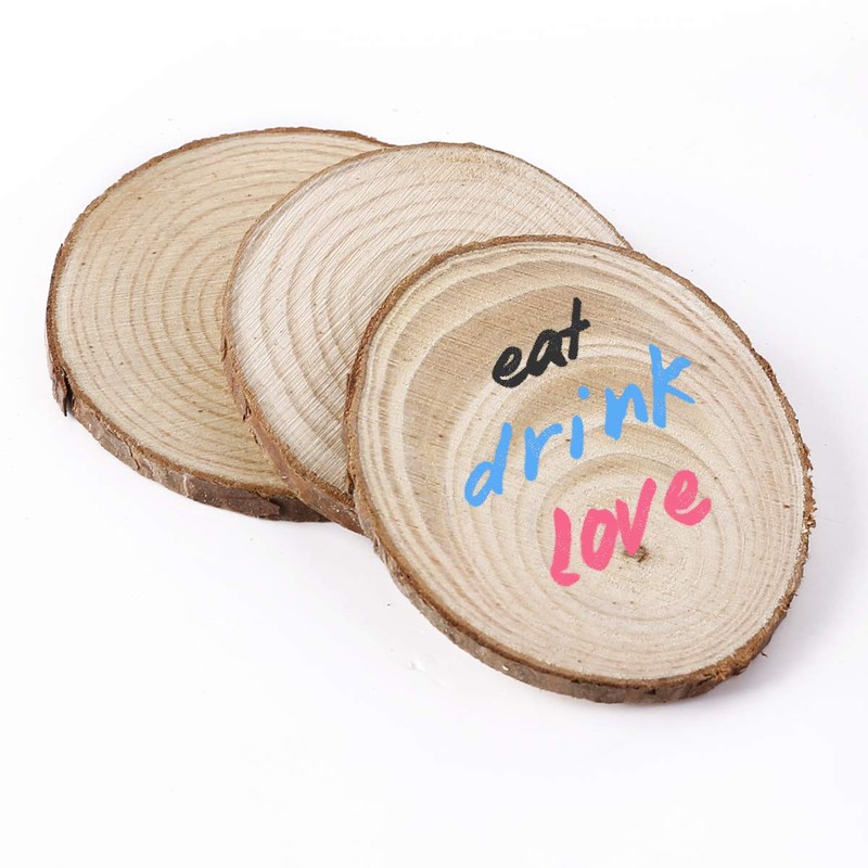 25pcs DIY Parts Wooden Natural Wood Stump Coaster Simple Natural