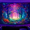 Simpkeely Blacklight Fantasy Forest Tapestry, UV Reactive Nature Magical Tree