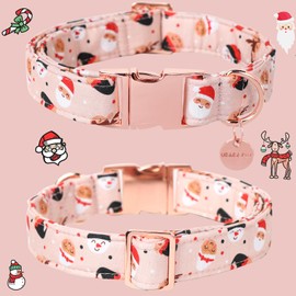 UP URARA PUP Christmas Dog Collar, Cotton Collar for Puppy Girl Boy Dog or Cat, Comfortable Dog Collar with Durable Metal Buckle, Adorable Pet Collar, L, Neck 16-24in