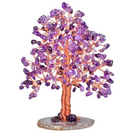 Nupuyai Amethyst Crystal Tree Feng Shui Money Tree Tree of Life Gemstone Tree Wire Wrap Tumbled Stones Lucky Tree Decoration