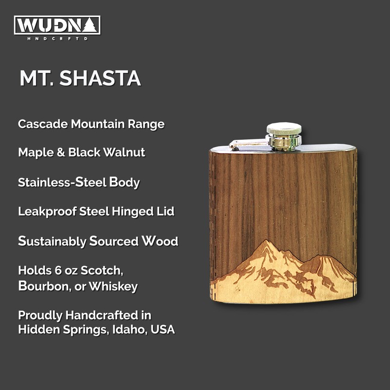 Laser Engraved Wooden Hip Flask - 6 oz. Stainless Steel,