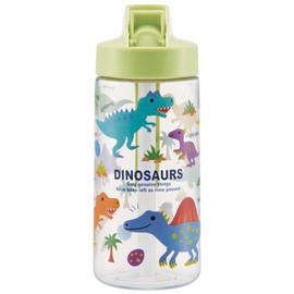 Skater PSTB5-A Straw Bottle Water Bottle, 16.9 fl oz (500 ml), Spout Shape, Plastic Clear for Kids, Kids, Dinosaurus