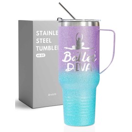 Onebttl Dance Recital Gifts for Girls, Ballet Gifts, Ballerina Gifts, Stainless Steel Tumbler with Lid and Straw, 40 oz, Dancer & Ballet & Ballerina Gifts for Birthday & Christmas