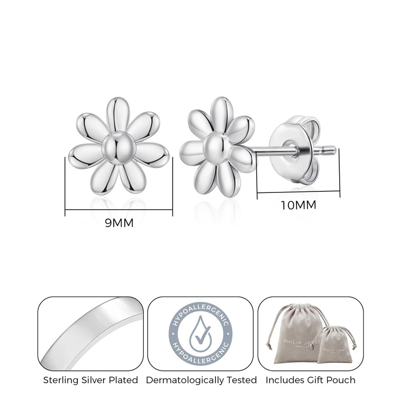 Philip Jones Silver Plated Daisy Earrings