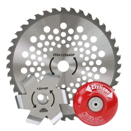 Safety 3 Grass Cutting Tri-Crown, Zizzurizer and Anti-Wrap Blade Set, 10.0 inches (255 mm) x 1.4 inches (40 mm)