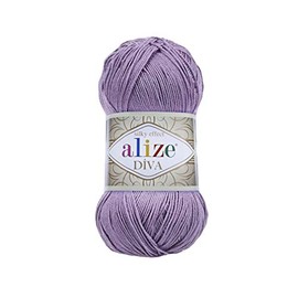 Alize Diva Silky Effect 100% Microfiber Acrylic Yarn Crochet Arts Lace Craft Lot of 2 Balls Each Skein 100g 350m 622 Purple