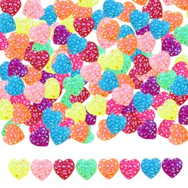 HLTOO 200PCS Sparkle Heart Shape Resin Buttons, Mini Shiny Rhinestones Flat-Back Buttons, for DIY Crafts Jewelry Making Supplies, Necklace, Bracelet, Valentine's Day Decoration