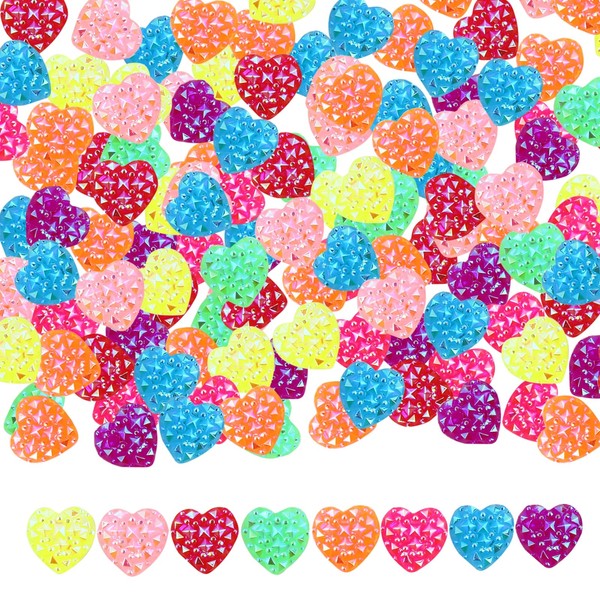 HLTOO 200PCS Sparkle Heart Shape Resin Buttons, Mini Shiny Rhinestones