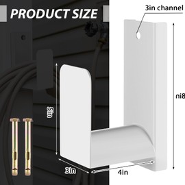 Garden Hose Holder Wall Mount Garden Water Hose Hanger Metal Line Hanger Holds over 100' Heavy Duty White Bracket for Outside Expandable Extension Cords Ropes Holder