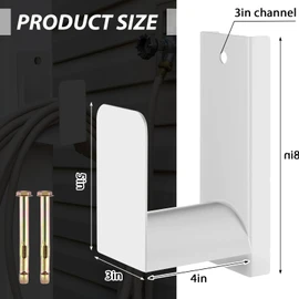 CroBlissful Garden Hose Holder Wall Mount Garden Water Hose Hanger Metal Line Hanger Holds Over 100' Heavy Duty Bracket for Outside Expandable Extension Cords Ropes Holder(White)