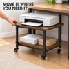 2 Tier Rolling Under Desk Printer Stand, 19.5 Inch Rustic