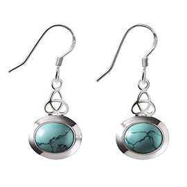 Franki Baker Turquoise Gemstone Celtic Design Sterling Silver Dangle Drop Earrings Length: 3.5cm