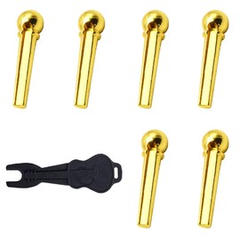 Guitar Accessories, Bridge Pins, For Acoustic Guitar, Brass, 6 Pieces, Easy Replacement Parts, End Pin, Pin Removal Included Set