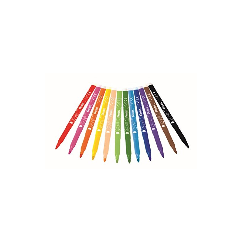 Pentel scs2e-12 Ultra Washable Ink Felt-tip Colouring Pens Assorted Colours